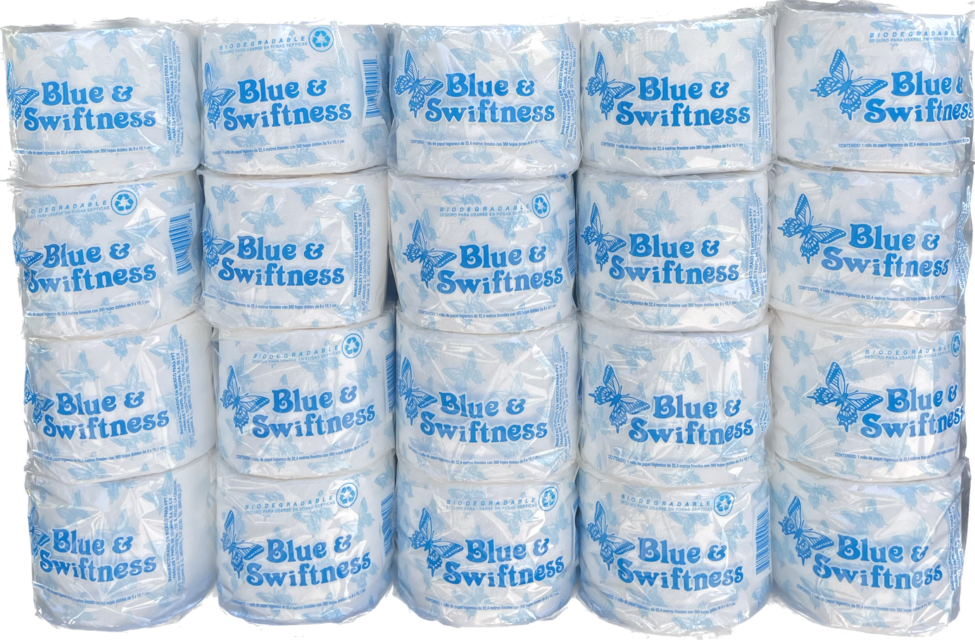 Blue Swiftness Hygienic Toilet Paper / 80 Rolls , 500 Sheet's Per Roll, 2- PLY